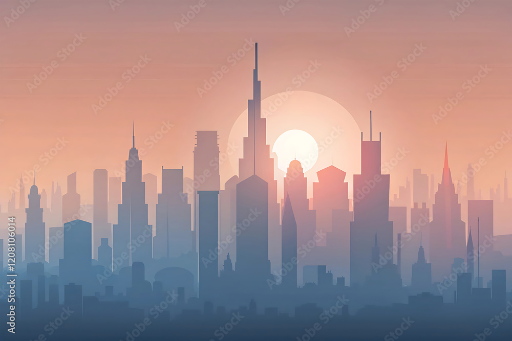 Obraz premium city skyline at sunset