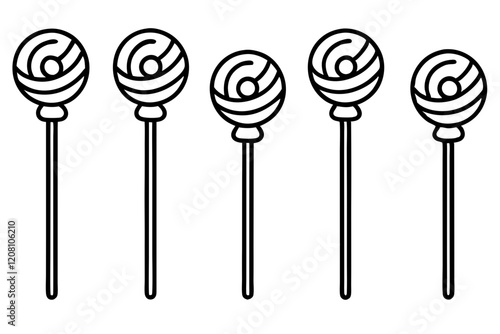 Monochrome Lollipop Vector Line Set