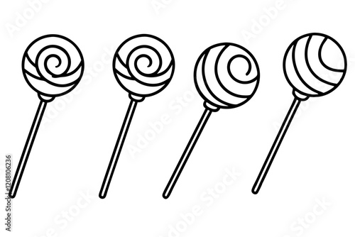 Monochrome Lollipop Vector Line Set