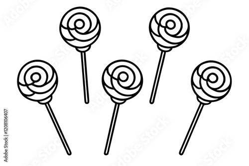 Monochrome Lollipop Vector Line Set