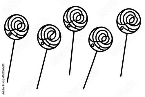 Monochrome Lollipop Vector Line Set