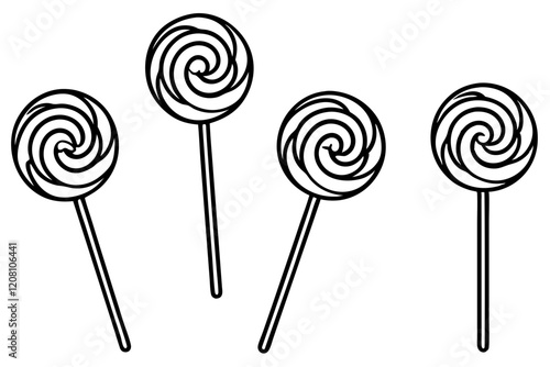 Monochrome Lollipop Vector Line Set
