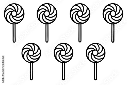 Monochrome Lollipop Vector Line Set