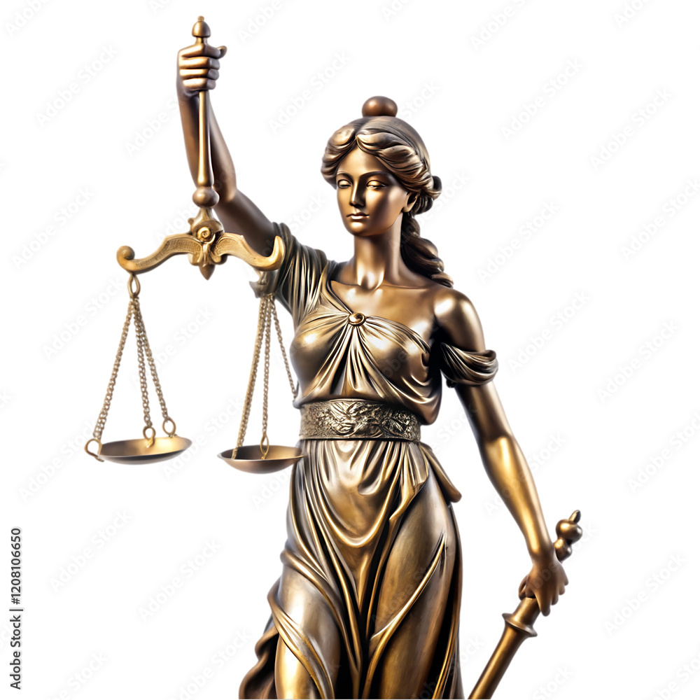 Obraz premium Bronze Lady Justice Statue Scales of Justice Law Art Gold Legal Court Greek Roman Power 