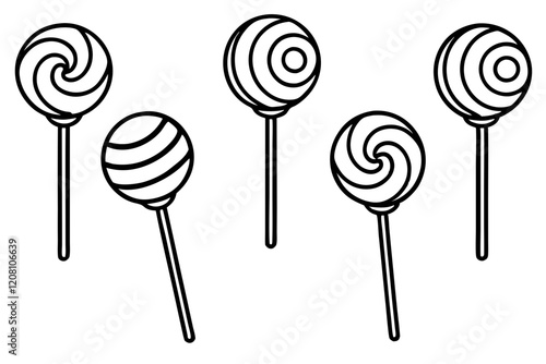 Monochrome Lollipop Vector Line Set