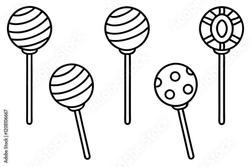 Monochrome Lollipop Vector Line Set