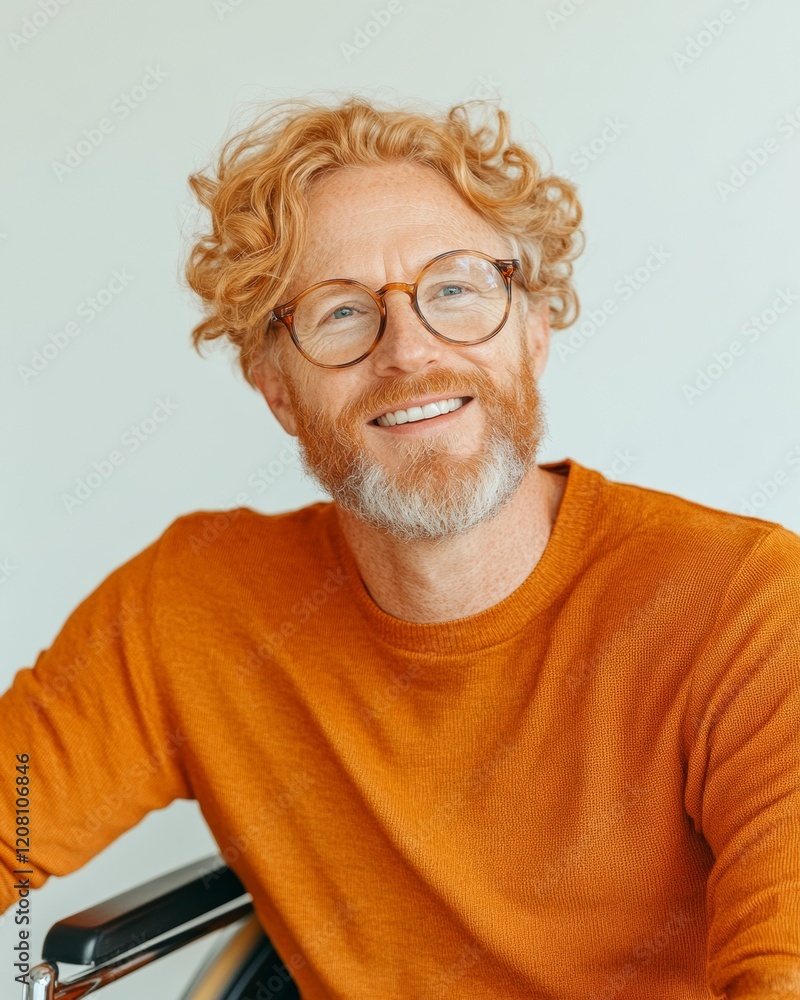 Obraz premium Contemporary Business Portrait Warm Casual Sweater with Textured Beard - Professional Branding in Creative Industries and Marketing Campaigns