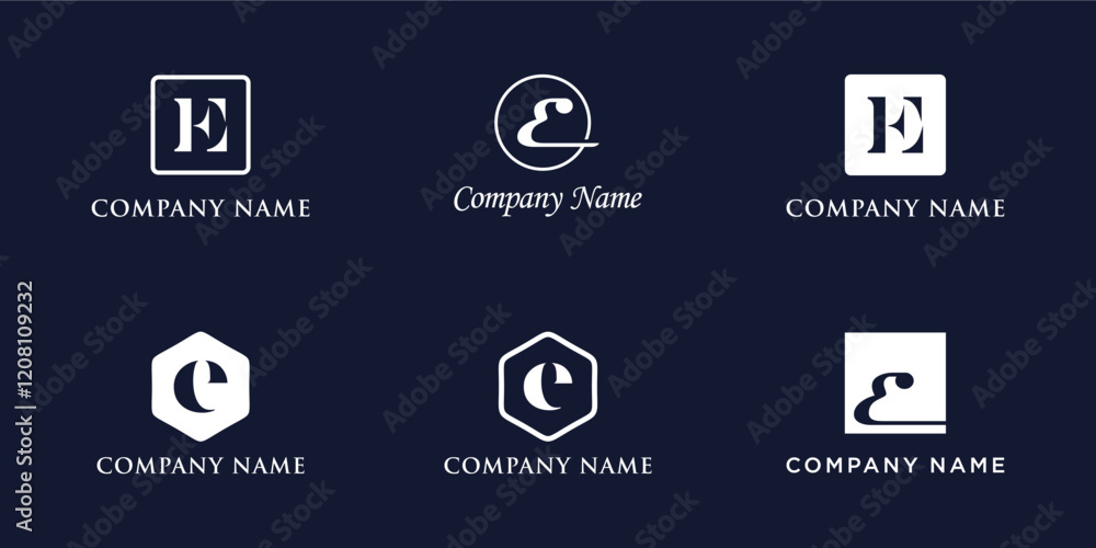 E Letter Logo Set Monogram style, bundle vector E Letter Logo Set Monogram style, bundle vector