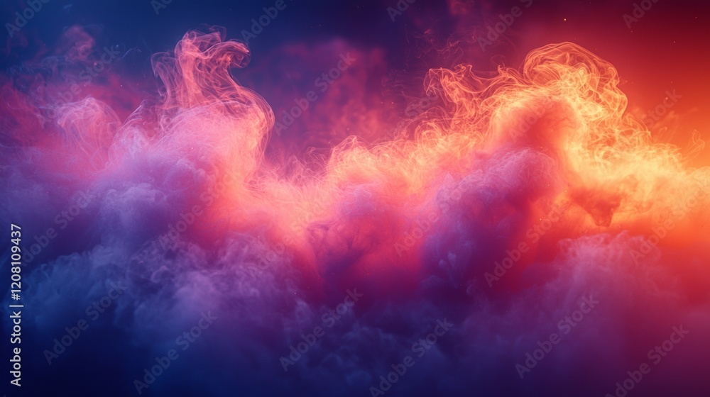 Vibrant glowing clouds in vivid orange and purple hues Vibrant glowing clouds in vivid orange and purple hues