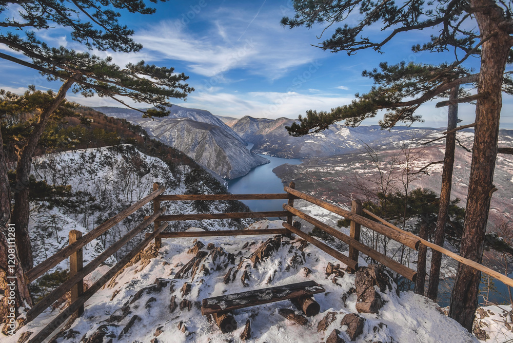 Banjska Stena Observation Point in Winter Snow