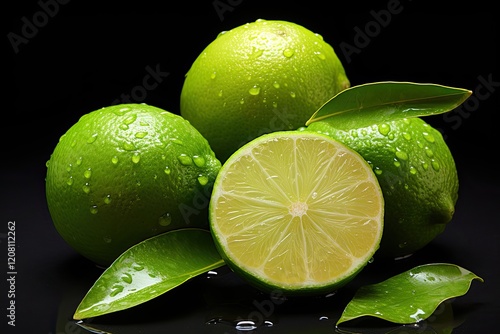 Fresh Spanish Lime Fruit - Whole and Peeled, Green and Edible, Raw and Alimentary with Bunch photo