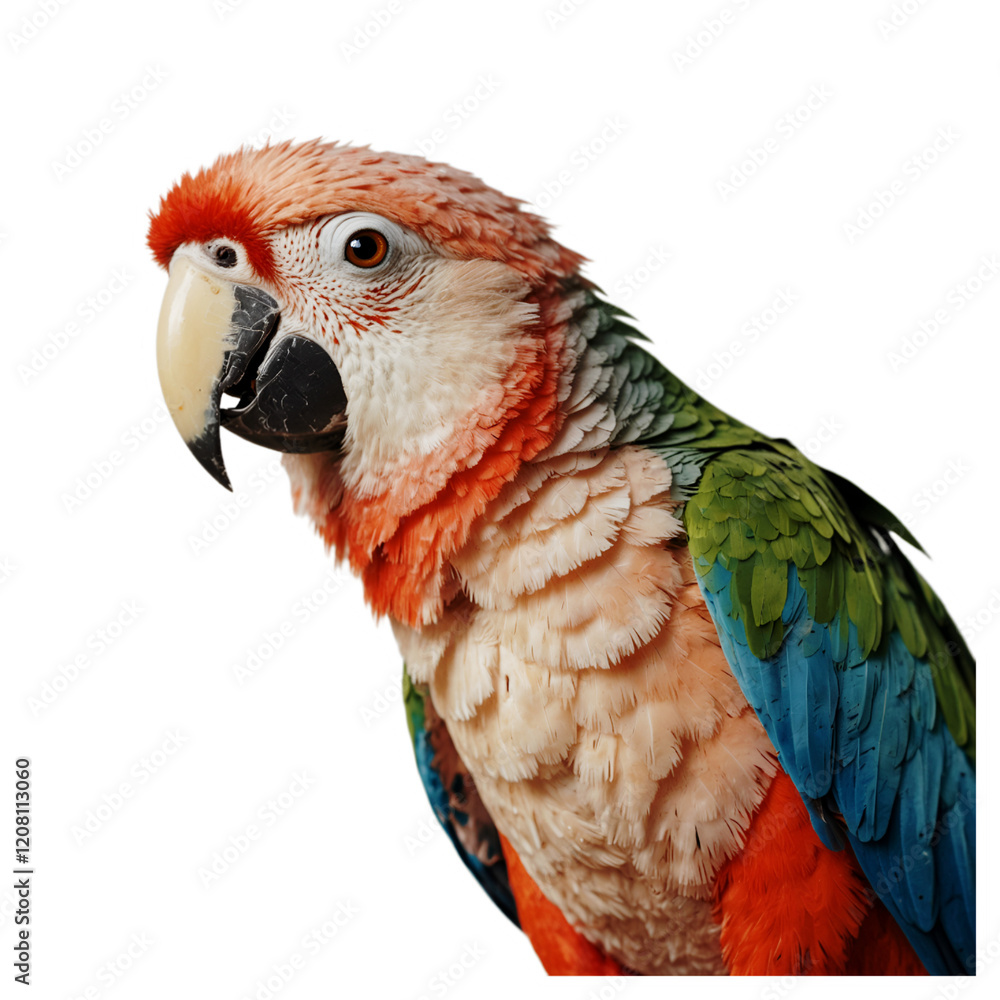 Obraz premium Vibrant Cartoon Parrot Illustration with Colorful Feathers on Black Background