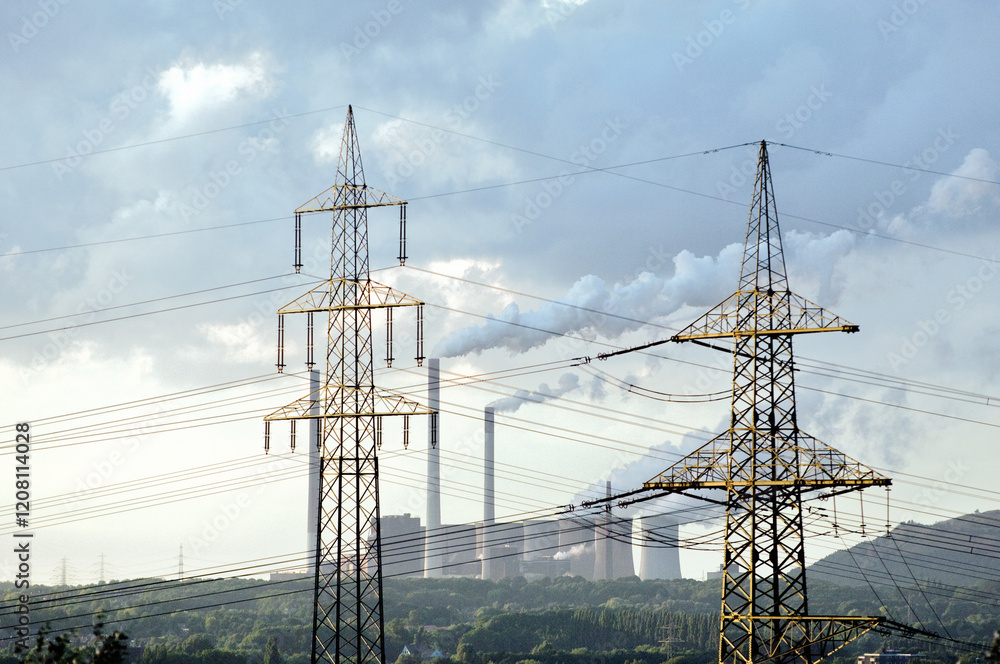 Scholven coal-fired power station in Gelsenkirchen in the Ruhr Valley, Germany. Seen from the south