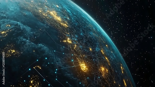 Fiber Optic Data Transfer with Glowing Light Beams, High-Speed Communication, Perfect Visualization for Tech Projects