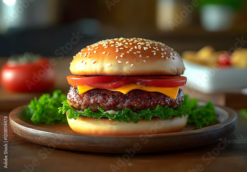 Wallpaper Mural hamburger on a plate Torontodigital.ca