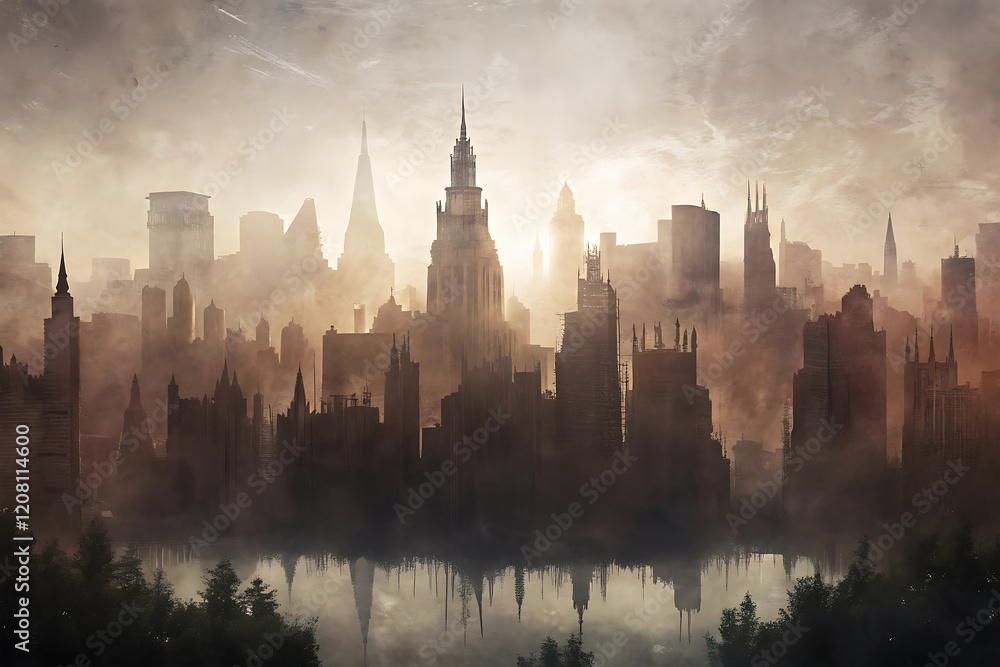 Fototapeta premium city in the fog