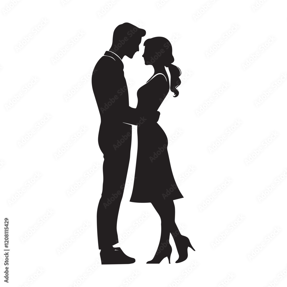 Romantic couple silhouette Vector illustration Romantic couple silhouette Vector illustration