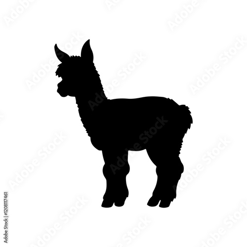 Newborn alpaca baby silhouette icon vector flat illustration design.