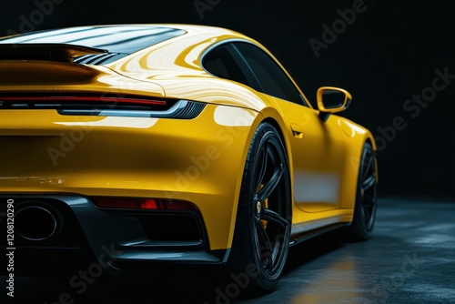 Sleek Yellow Sports Car in Dramatic Lighting