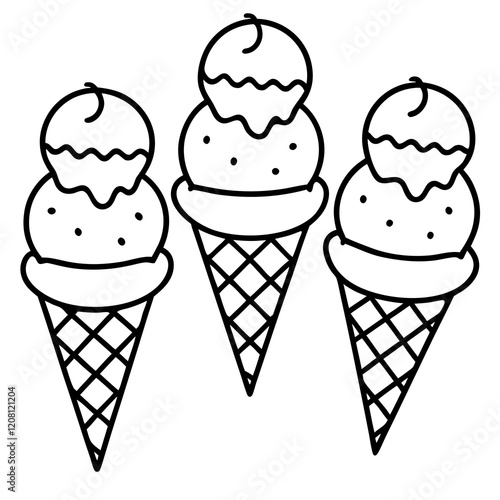 Stylish Ice Cream Line Art Set