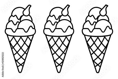 Stylish Ice Cream Line Art Set