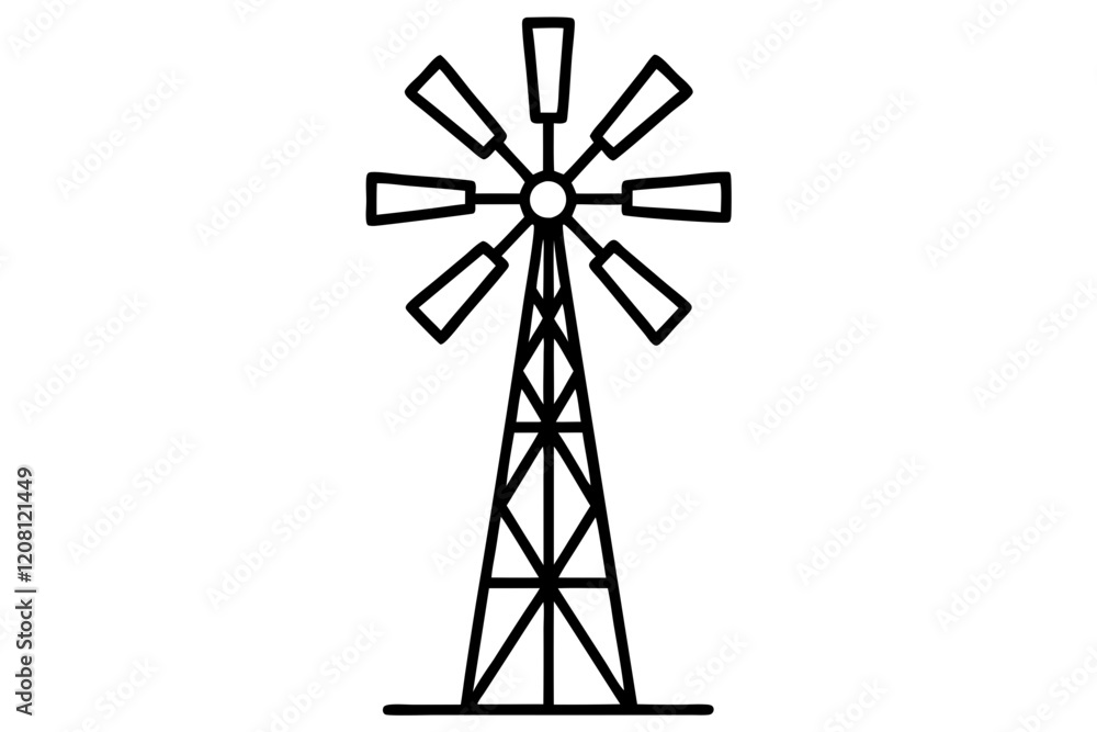Detailed Windmill Icon Vector Illustration with Blades - SVG Detailed Windmill Icon Vector Illustration with Blades - SVG
