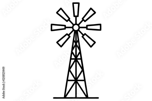 Detailed Windmill Icon Vector Illustration with Blades - SVG