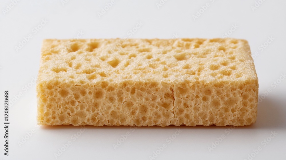 Close-Up View of Yellow Kitchen Sponge on White Surface Close-Up View of Yellow Kitchen Sponge on White Surface