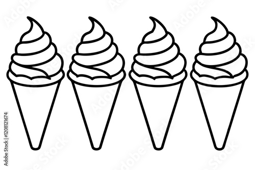 Stylish Ice Cream Line Art Set