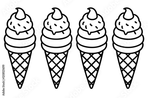 Stylish Ice Cream Line Art Set