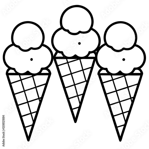 Stylish Ice Cream Line Art Set