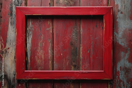 Red wooden picture frame backdrop for photography enthusiasts and interior decorators looking to enhance their creative projects with rustic charm and warmth photo