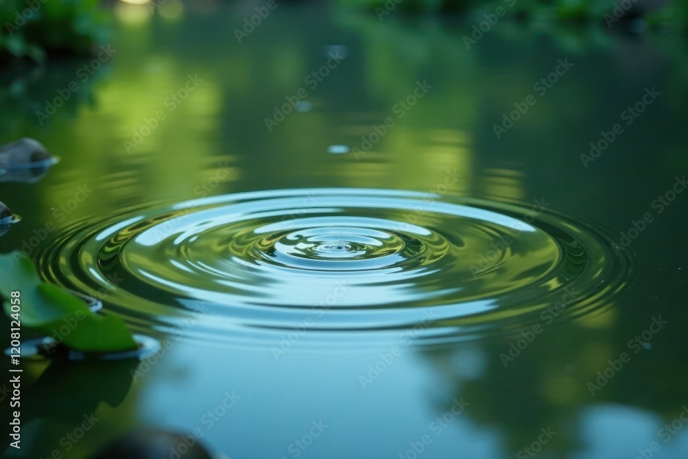 Gentle ripples on a still pond create a soothing visual effect, nature, subtle textures Gentle ripples on a still pond create a soothing visual effect, nature, subtle textures