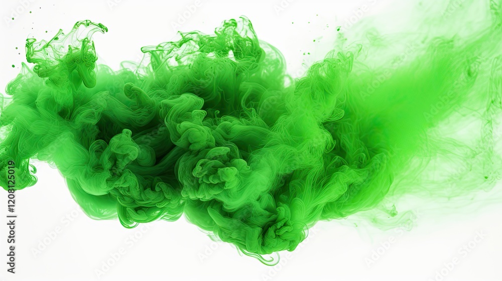Green Smoke Bomb on White Background. Colourful Abstract Cloud of Smoke and Air from Explosion Burning with Green Colours Green Smoke Bomb on White Background. Colourful Abstract Cloud of Smoke and Air from Explosion Burning with Green Colours