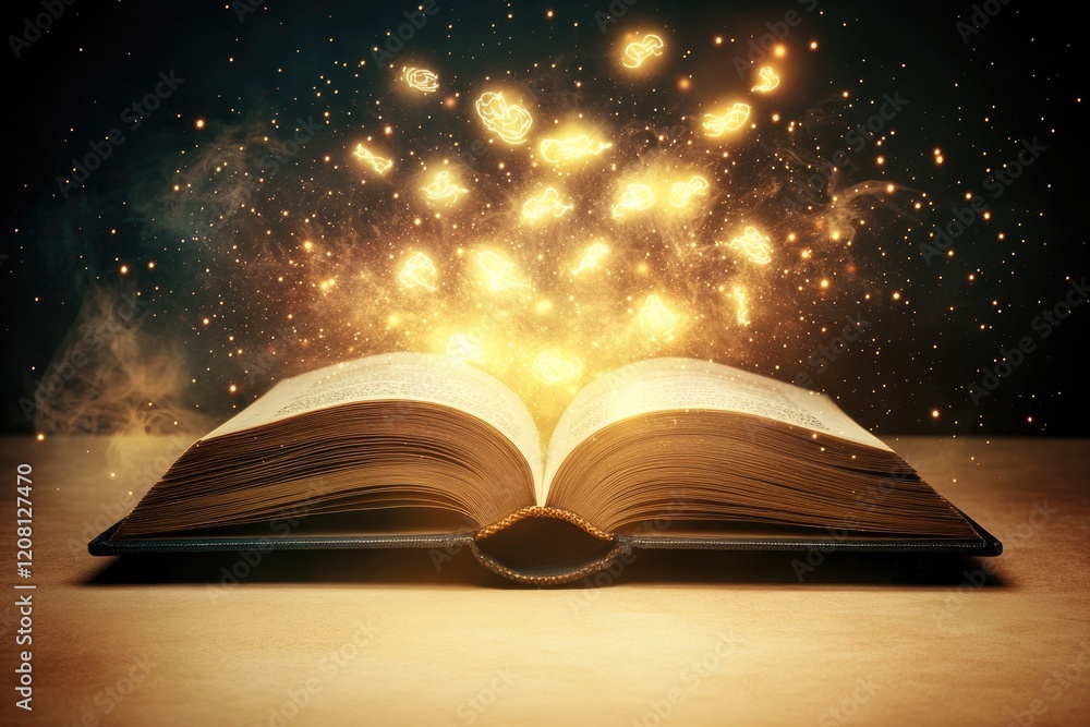 creative concept of open book with glowing thoughts escaping into air representing power of therapy creative concept of open book with glowing thoughts escaping into air representing power of therapy