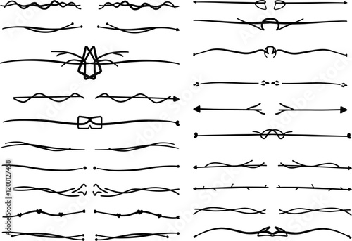 Decorative divider set, vector collection of unique ornamental lines, arrows, and swirls, perfect for invitations, borders, web design, and creative projects