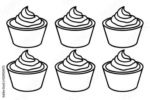 Stylish Mousse Cup Line Art Pack set