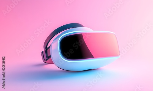 VR headset, pink studio, glowing, future tech, gaming