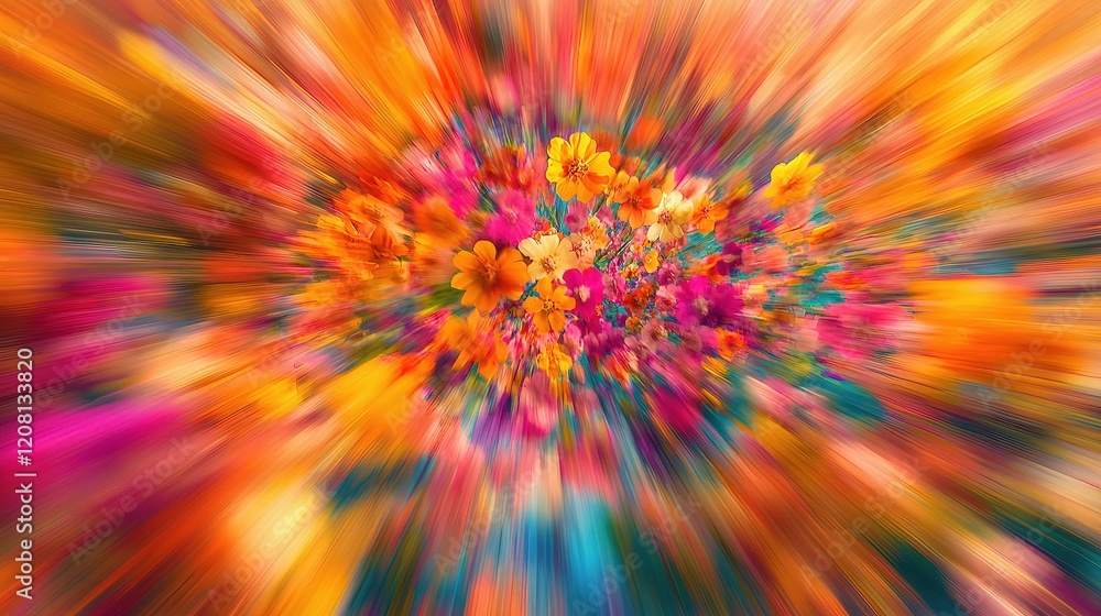 Vibrant Abstract Background of Blurred Spring Flowers in Bloom Vibrant Abstract Background of Blurred Spring Flowers in Bloom