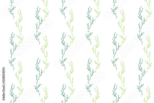 Leaves seamless vector pattern Branch leaves ornamental texture Flourish nature summer garden Isolated background Vector hand drawn green leaves Trendy background Repeatable texture Vertical lines