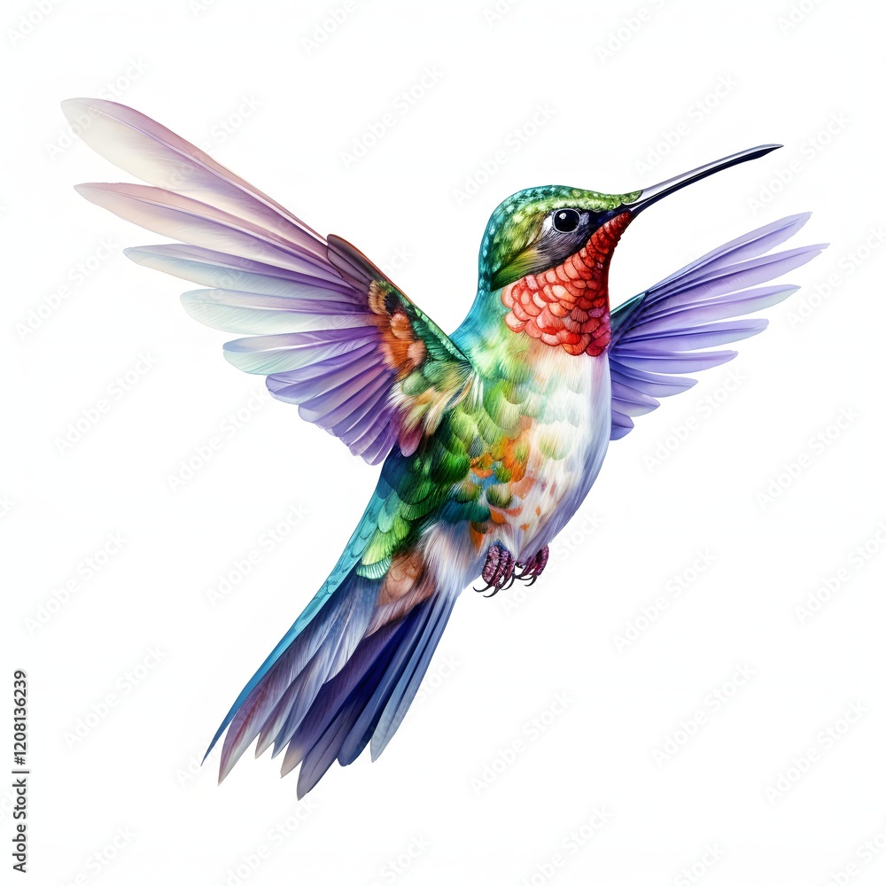 Naklejka premium Colibri clipart. Watercolor illustration. Hand-painted digital artwork
