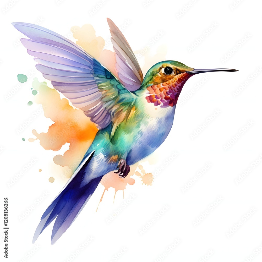 Obraz premium Colibri clipart. Watercolor illustration. Watercolor-style digital design illustration