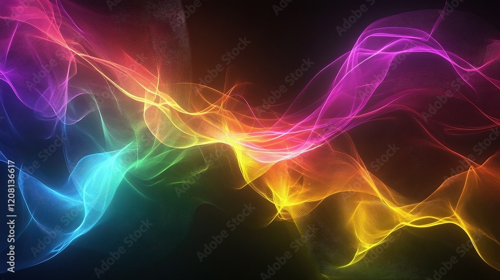 Colorful Glowing Abstract Lines on Futuristic Background Colorful Glowing Abstract Lines on Futuristic Background