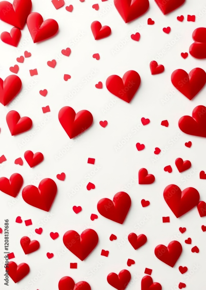 Red hearts confetti on a white isolated background generative ai valentines backdrop love heart valentine vector romantic day holiday Red hearts confetti on a white isolated background generative ai valentines backdrop love heart valentine vector romantic day holiday