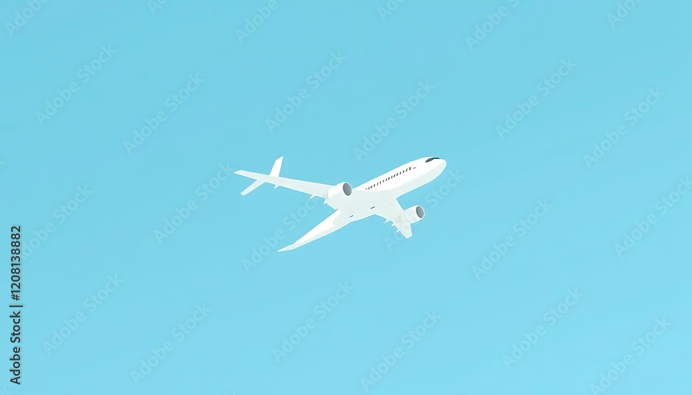 Airplane Flying High in a Clear Blue Sky Airplane Flying High in a Clear Blue Sky