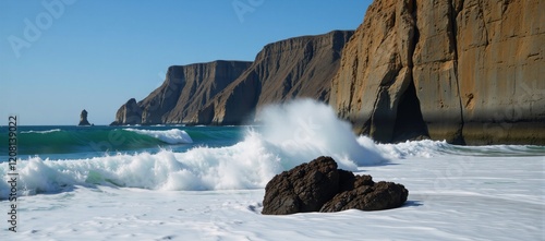 A stunning coastline with crashing waves an inspiring quote to share on Facebook Coastal Cliffs  Ocean Waves photo