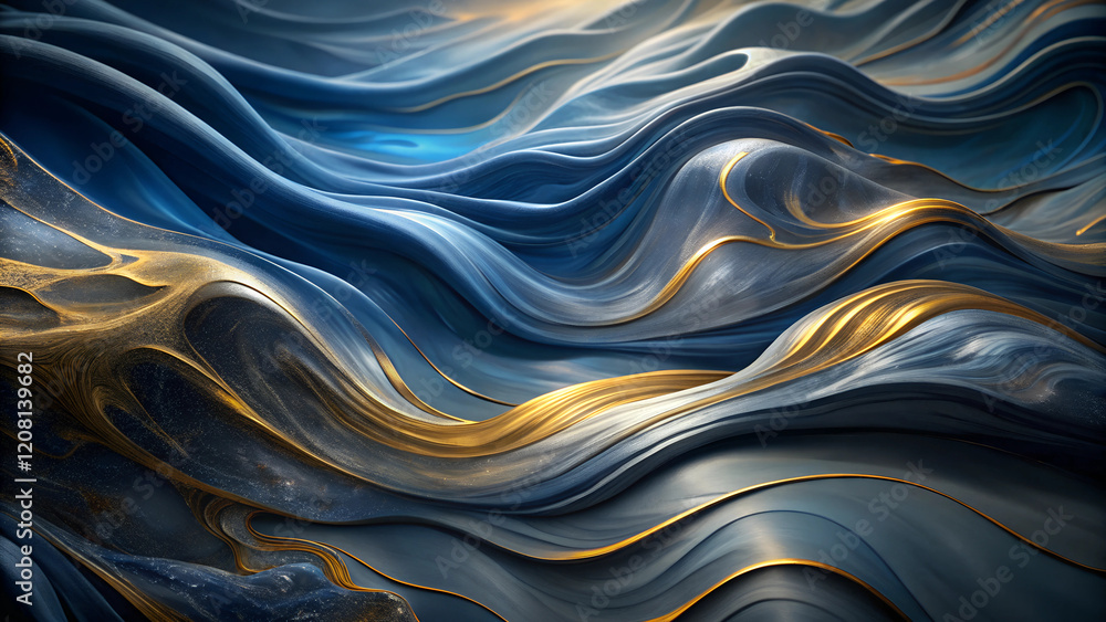Abstract Background, Dark Blue and Gray with Gold, Loss and Remembrance, Sorrow and Reflection Abstract Background, Dark Blue and Gray with Gold, Loss and Remembrance, Sorrow and Reflection