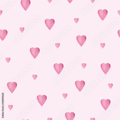 Seamless pattern with pink hearts. For romantic or Valentine's Day designs.