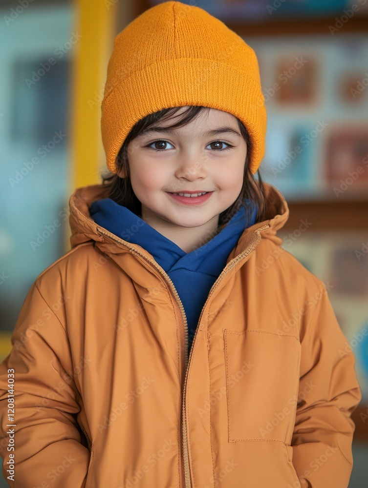 Portrait of a child in classroom with different ethnic kids on backgrounds learning together, bright colors, warm and welcoming atmosphere Portrait of a child in classroom with different ethnic kids on backgrounds learning together, bright colors, warm and welcoming atmosphere