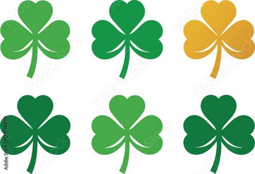 Shamrock leaves icon set vector, set of four clover